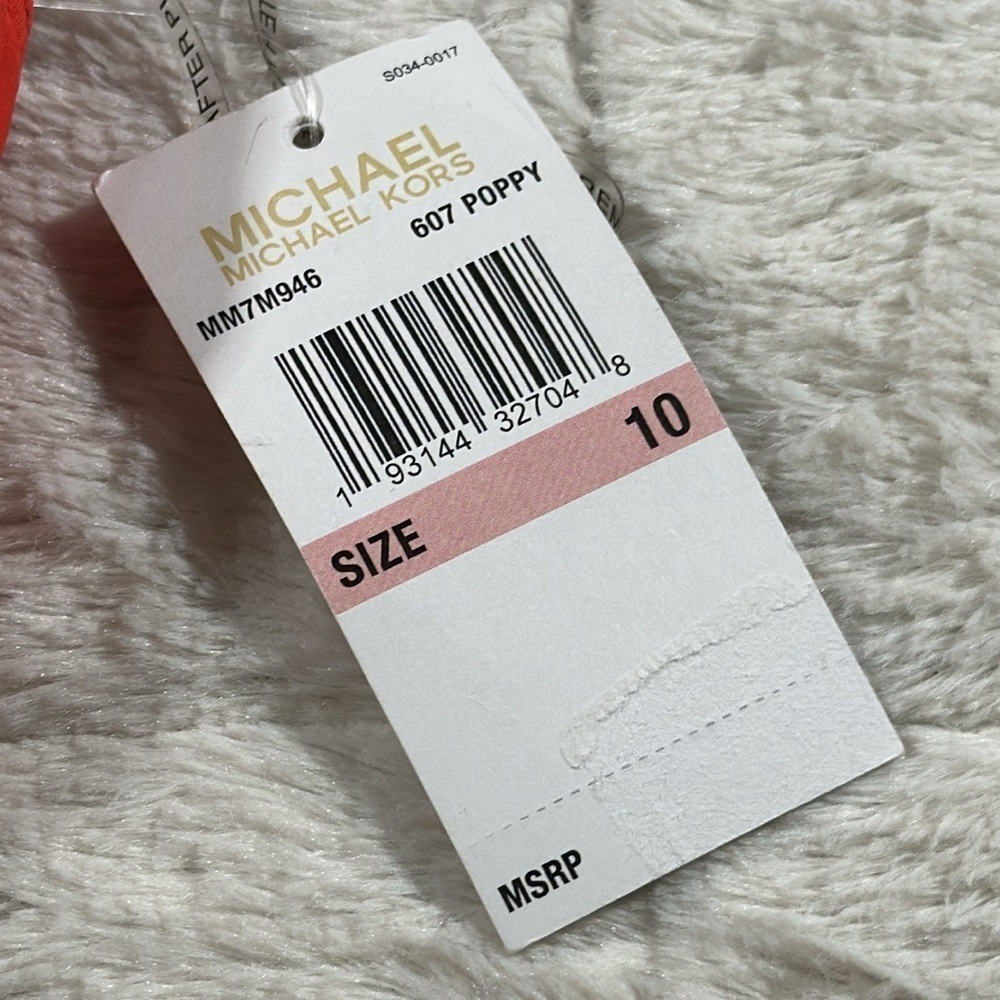 MICHAEL KORS Red Orange Blouson Full Coverage Tie Halter One Piece Swimsuit 10 - Picture 11 of 12